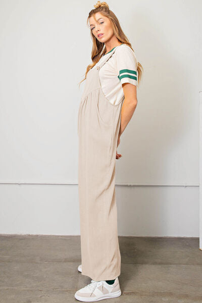 Sleeveless Ruched Wide Leg Overalls