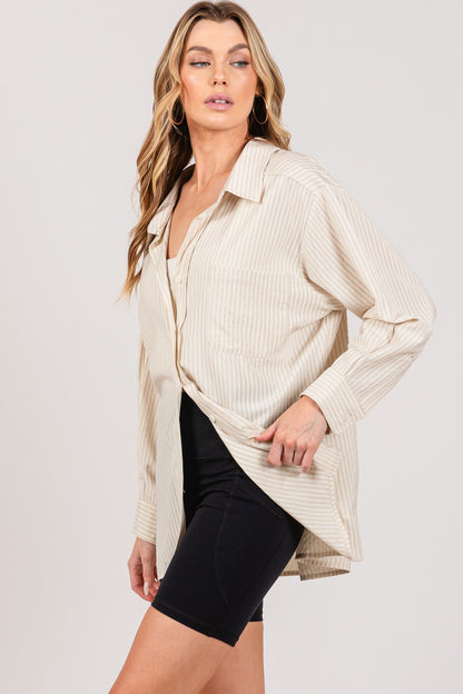 Striped Button Up Long Sleeve Shirt