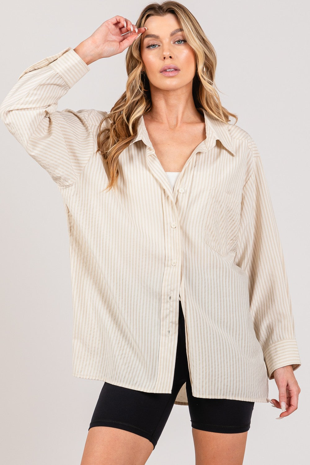 Striped Button Up Long Sleeve Shirt