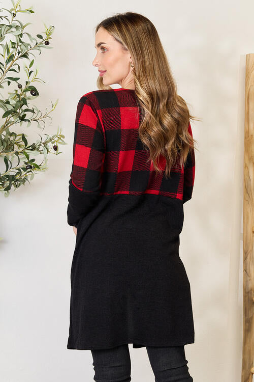 Plaid Open Front Cardigan