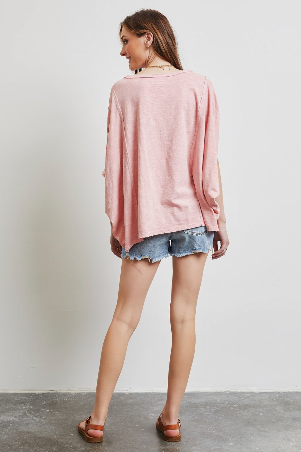 Garment-Dyed Boat Neck Oversized Top