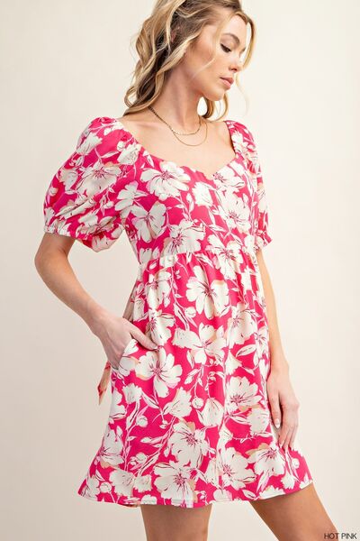 Floral Short Sleeve Mini Dress