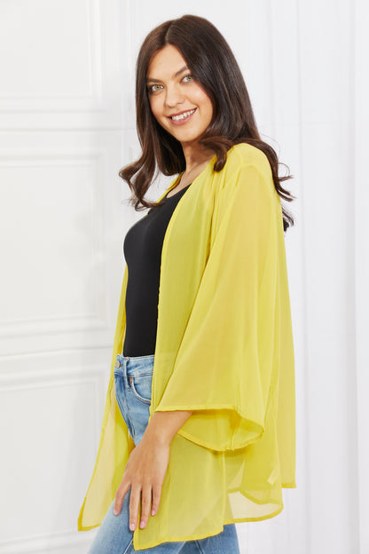 Just Breathe Chiffon Kimono in Yellow