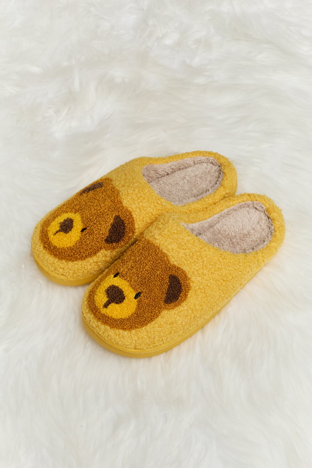 Teddy Bear Print Plush Slide Slippers