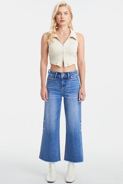 BAYEAS Raw Hem High Waist Wide Leg Jeans