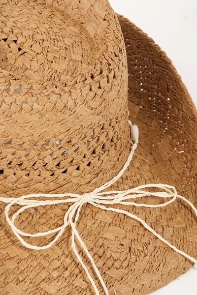 Openwork Shell Weave Straw Hat