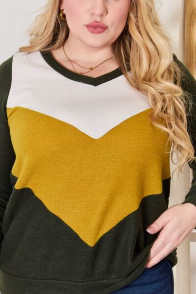 Colorblock V-Neck Blouse