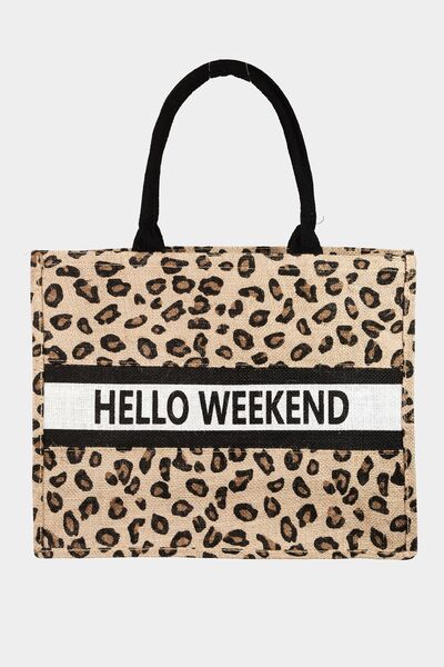 Letter Graphic Leopard Tote Bag