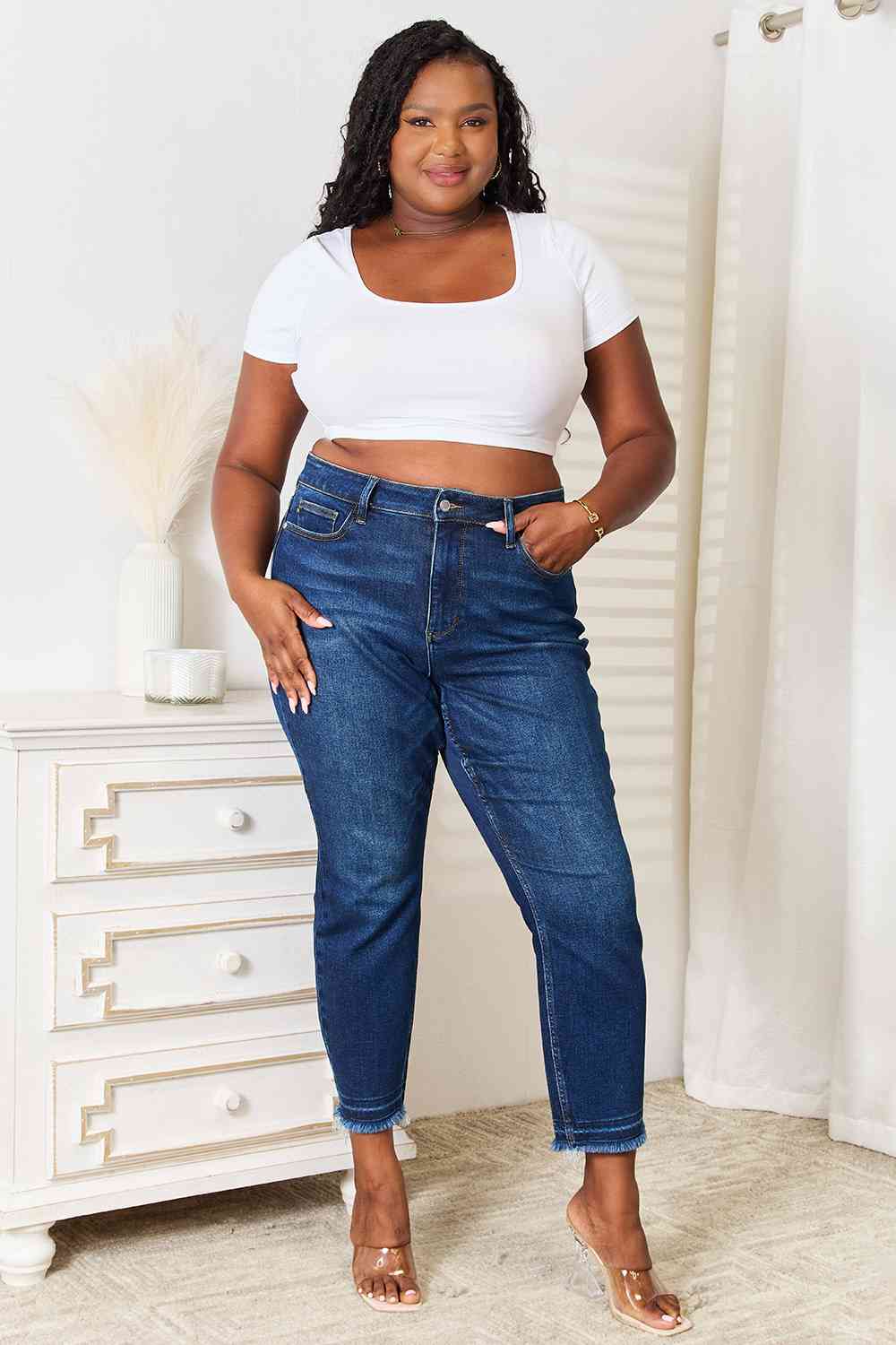 Judy Blue High Waist Released Hem Slit Jeans