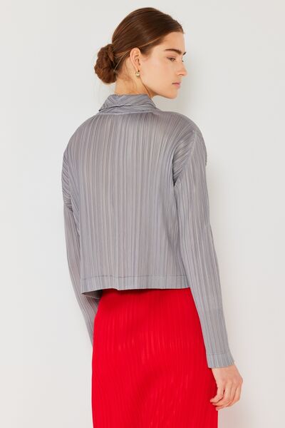 Pleated Cropped Button Up Shirt