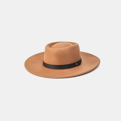 Flat Brim Strap Pork Pie Hat