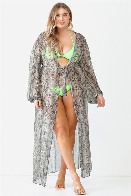 Multicolor Paisley Long Sleeve Kimono/Cover Up