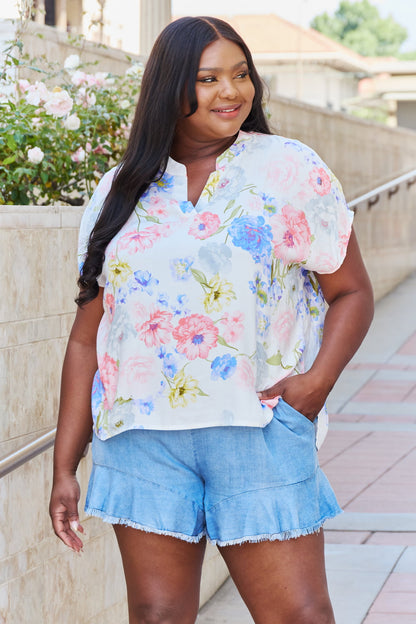 One And Only Short Sleeve Floral Print Top