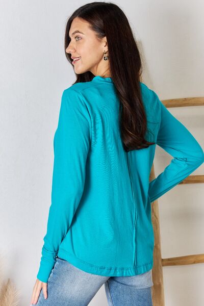 Exposed Seam Thumbhole Long Sleeve Top