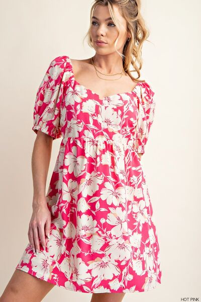 Floral Short Sleeve Mini Dress