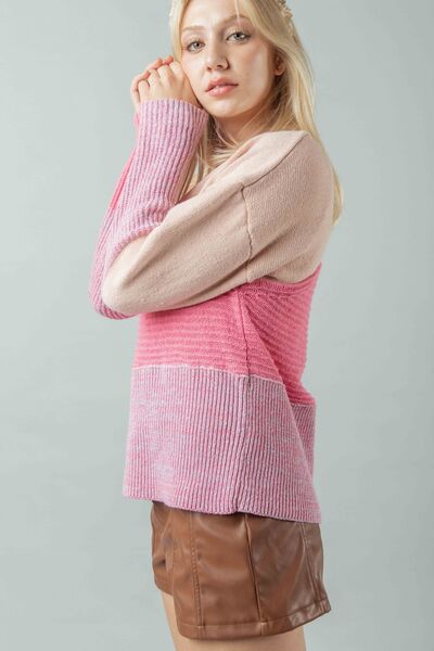 Color Block Long Sleeve Sweater