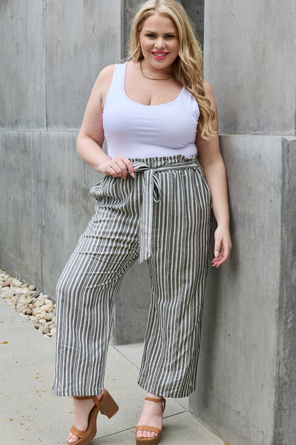 Find Your Path Paperbag Waist Striped Culotte Pants