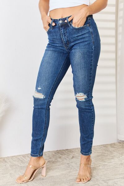 Judy Blue High Waist Distressed Slim Jeans