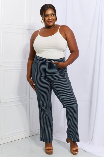 Judy Blue High Waisted Tummy Control Striped Straight Jeans