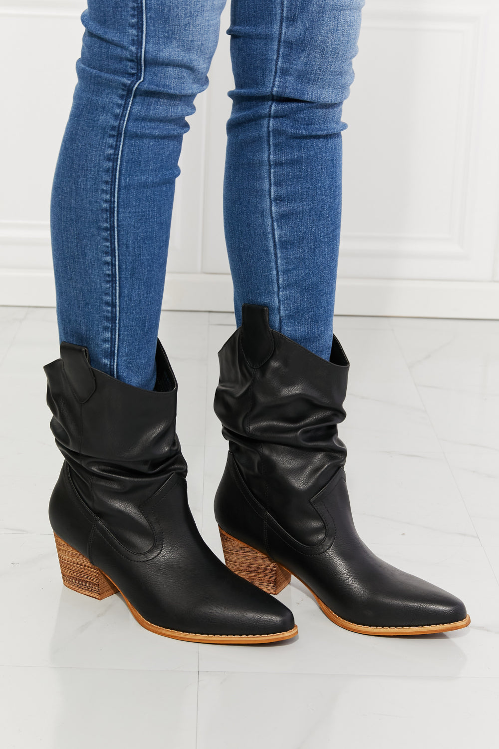 Better in Texas Scrunch Cowboy Boots in Black