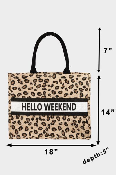 Letter Graphic Leopard Tote Bag