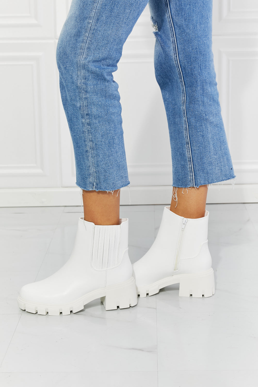 What It Takes Lug Sole Chelsea Boots in White