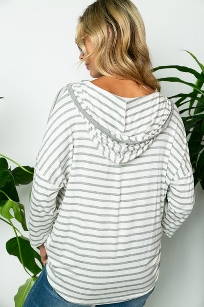 PLUS STRIPE HOODIE TOP