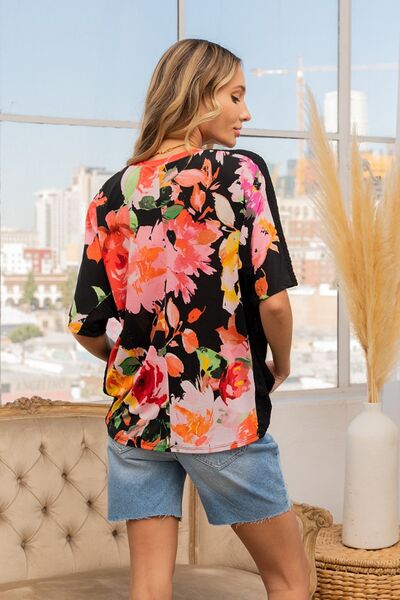 Floral Round Neck Short Sleeve T-Shirt