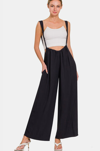 Tie Back Suspender Jumpsuit with Pockets