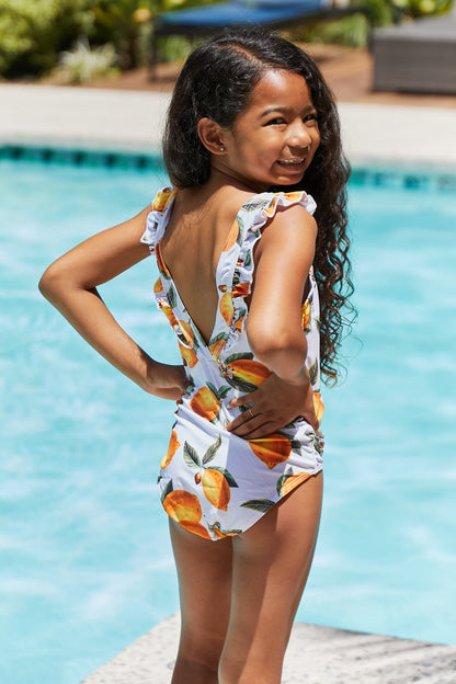 Float On Ruffled One-Piece Swimsuit  in Citrus Orange