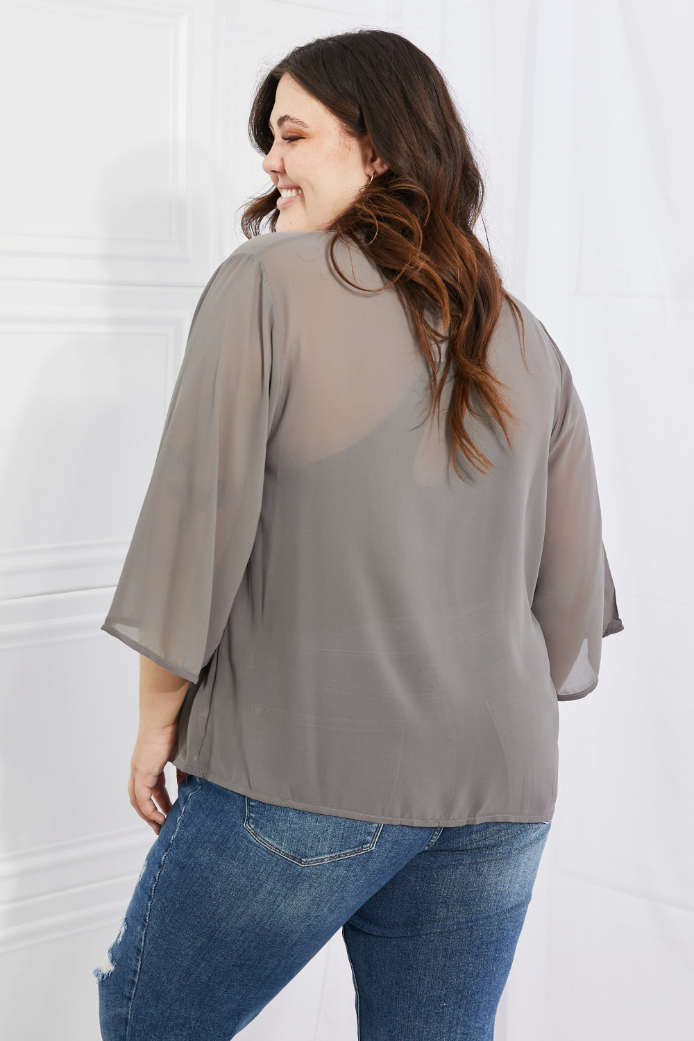 Just Breathe Chiffon Kimono in Grey