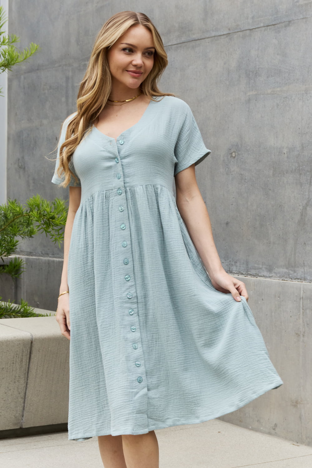 Button Down Midi Dress