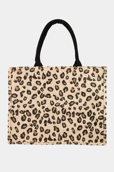 Letter Graphic Leopard Tote Bag