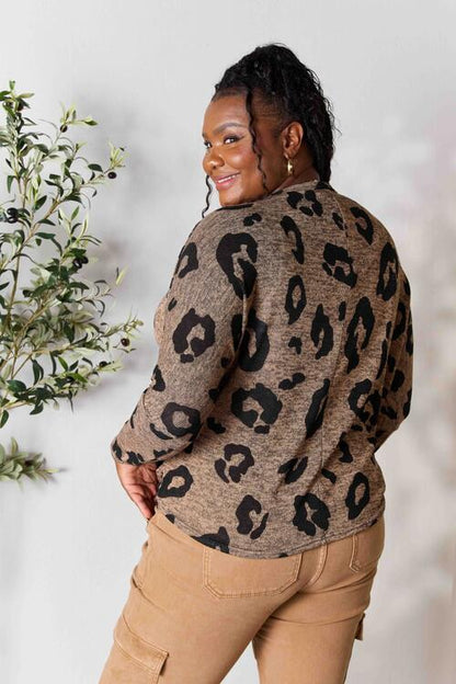 Leopard V-Neck Long Sleeve T-Shirt