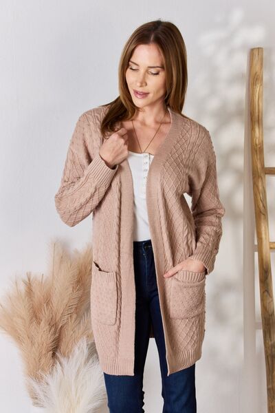 Cable-Knit Pocketed Cardigan