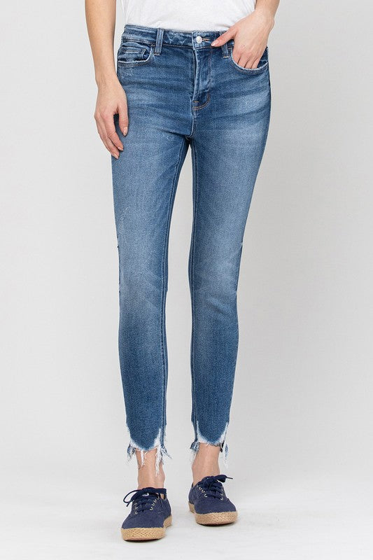 VERVET By Flying Monkey HIGH RISE ANKLE SKINNY HEM DETAILS