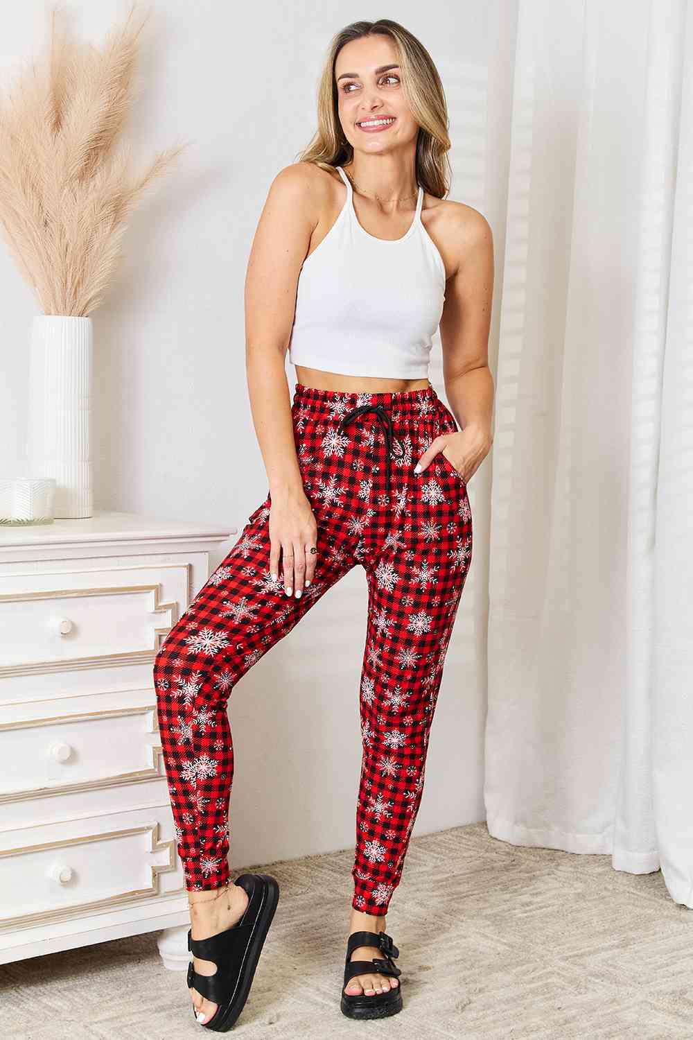 Holiday Snowflake Print Joggers