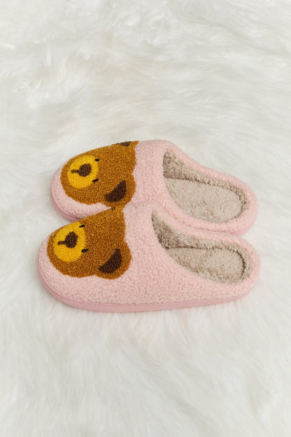 Teddy Bear Print Plush Slide Slippers