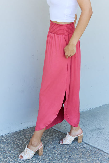 Comfort Princess High Waist Scoop Hem Maxi Skirt in Hot Pink