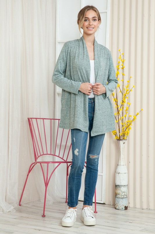 Plus Solid Long Sleeve Cashmere Cardigan