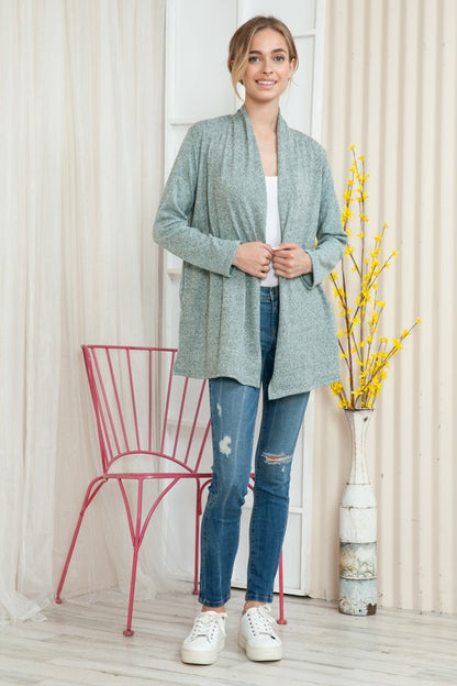 Plus Solid Long Sleeve Cashmere Cardigan