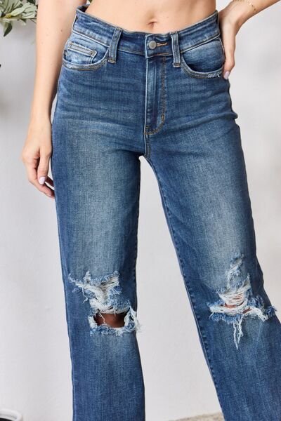 Judy Blue High Waist 90's Distressed Straight Jeans