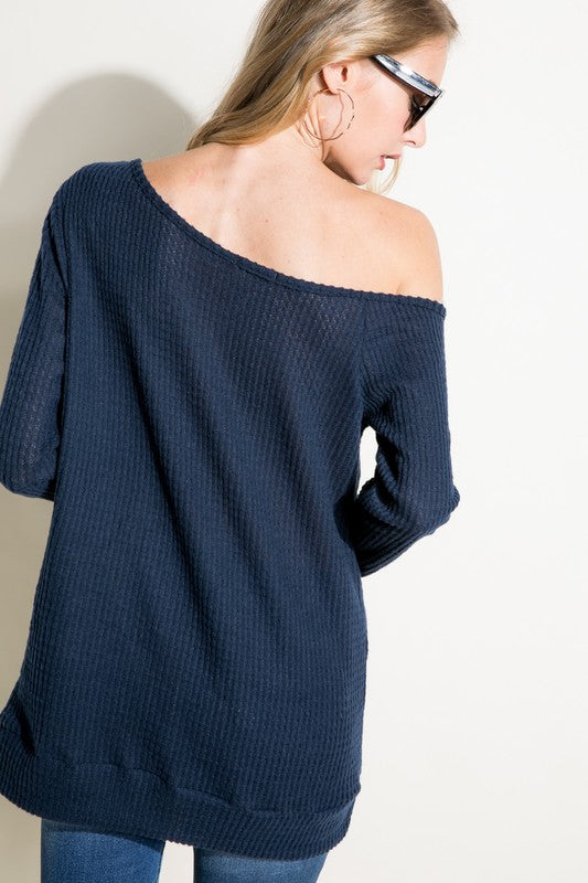 PLUS WAFFLE ONE SHOULDER TOP