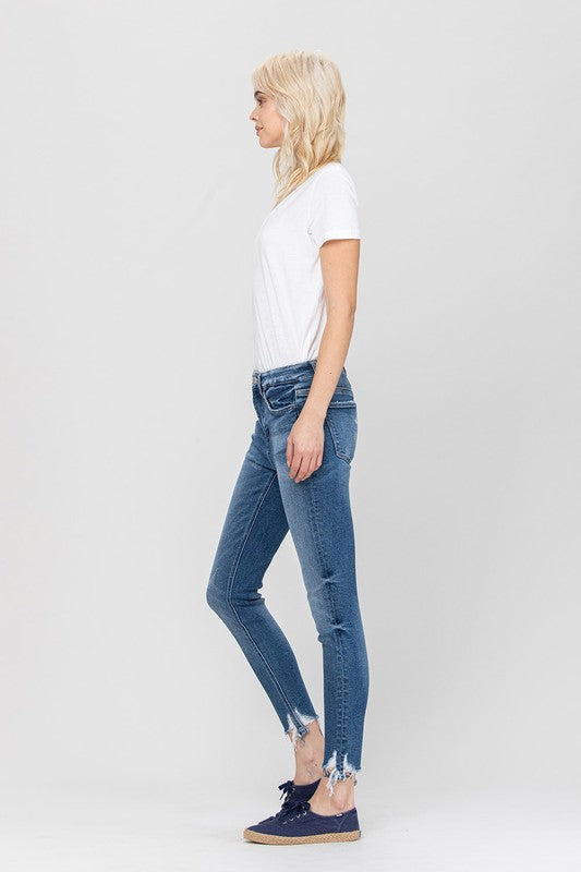 VERVET By Flying Monkey HIGH RISE ANKLE SKINNY HEM DETAILS