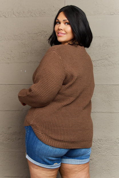 Breezy Days Plus Size High Low Waffle Knit Sweater