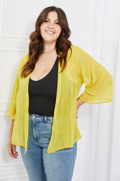 Just Breathe Chiffon Kimono in Yellow