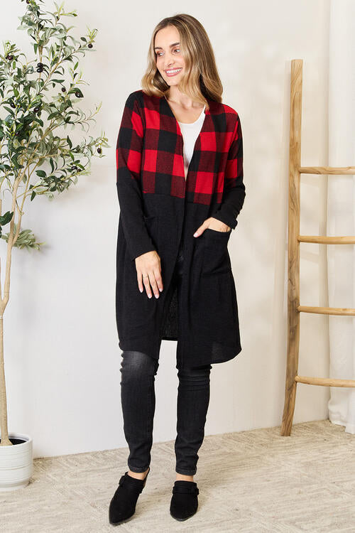 Plaid Open Front Cardigan