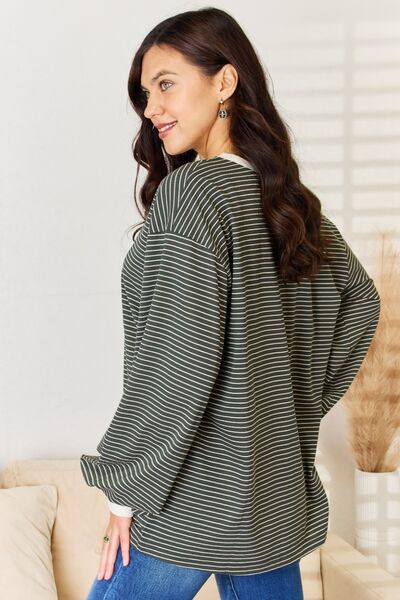 Oversized Striped Contrast T-Shirt